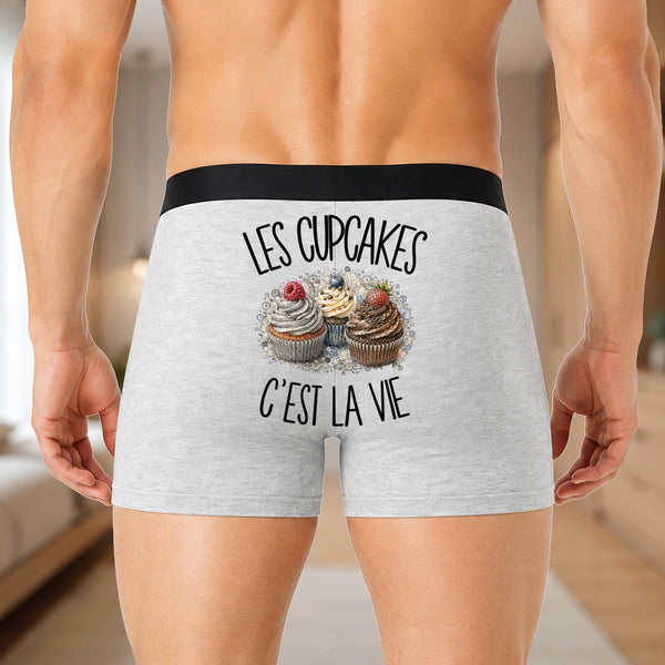 Boxer Homme Les cupcakes c'est la vie – Impression au dos