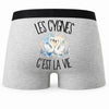 Boxer Homme Les cygnes c'est la vie – Impression au dos