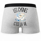 Boxer Homme Les cygnes c'est la vie – Impression au dos