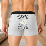 Boxer Homme Les cygnes c'est la vie – Impression au dos