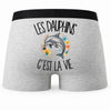 Boxer Homme Les dauphins c'est la vie – Impression au dos