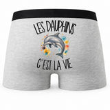 Boxer Homme Les dauphins c'est la vie – Impression au dos