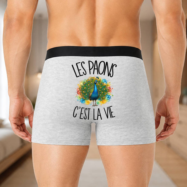 Boxer Homme Les paons c'est la vie – Impression au dos