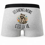 Boxer Homme Les ratons laveurs c'est la vie – Impression au dos