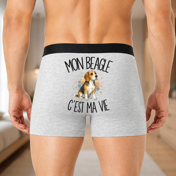 Boxer Homme Mon Beagle c'est ma vie – Impression au dos