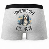 Boxer Homme Mon Bearded Collie c'est ma vie – Impression au dos