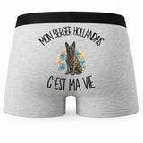 Boxer Homme Mon Berger Hollandais c'est ma vie – Impression au dos