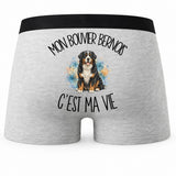 Boxer Homme Mon Bouvier Bernois c'est ma vie – Impression au dos