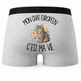 Boxer Homme Mon Chat Européen c'est ma vie – Impression au dos