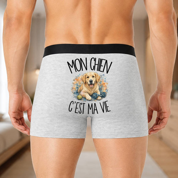 Boxer Homme Mon Chien c'est ma vie – Impression au dos