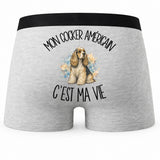 Boxer Homme Mon Cocker Américain c'est ma vie – Impression au dos