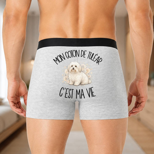 Boxer Homme Mon Coton de Tuléar c'est ma vie – Impression au dos