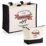 Cabas femme sac plage ou shopping tote bag pochette trousse Idée cadeau original pour anniversaire Noël travail départ retraite collègue famille fete des mères maman mamie