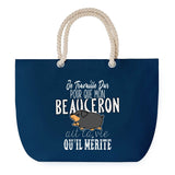Sac de plage Bleu anse corde Beauceron Travailler Dur pour mon Chien