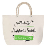 Sac Fête des Mères Mamie Famille Idée Cadeau anniversaire Noël Travail Boulot Métier Départ Retraite Collègue Femme cabas shopping plage