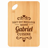Planche bambou gravée personnalisée homme idée cadeau Fête des Pères apéro 30×20 prénom cuisine plateau fromage anniversaire noel papa papi 