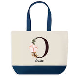 Sac de shopping bleu Odette Lettre Fleur