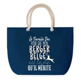 Sac de plage Bleu anse corde Berger Belge Travailler Dur pour mon Chien