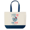 Sac de shopping bleu J'peux pas Couple Robot Mignon Coeur Déjà Pris