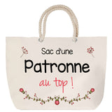 Sac Fête des Mères Mamie Famille Idée Cadeau anniversaire Noël Travail Boulot Métier Départ Retraite Collègue Femme cabas shopping plage
