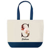 Sac de shopping bleu Sabrina Lettre Fleur