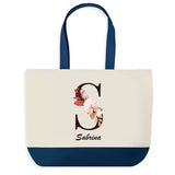 Sac de shopping bleu Sabrina Lettre Fleur