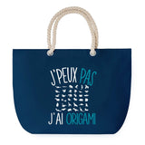 Sac de plage Bleu anse corde J'peux Pas Origami