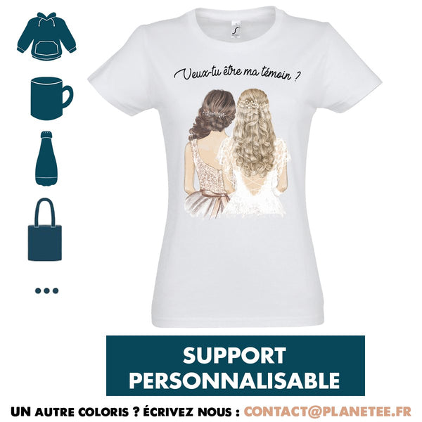 Cadeau Veux-tu être mon témoin ? Mariée blonde EVJF Personnalisable - Planetee