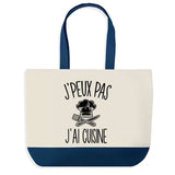 Sac de shopping bleu J'peux pas Cuisine Toque Noire