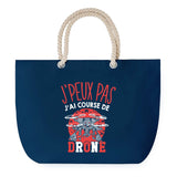 Sac de plage Bleu anse corde J'peux Pas Course de Drone