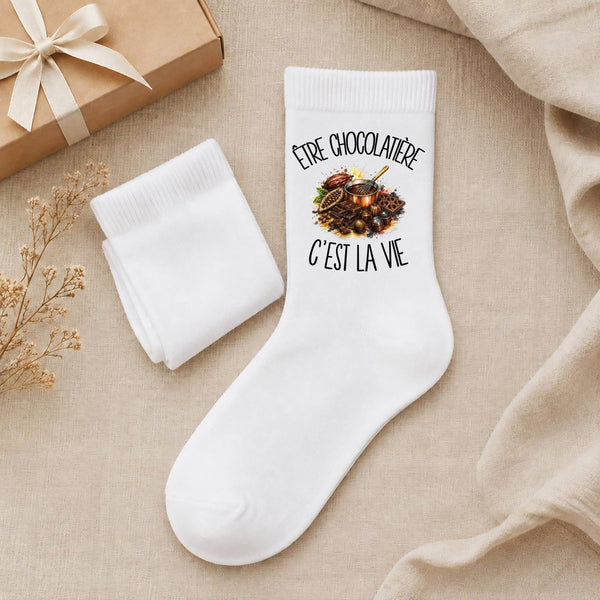 Chaussettes Homme Femme Être chocolatière c'est la vie