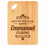 Planche bambou gravée personnalisée homme idée cadeau Fête des Pères apéro 30×20 prénom cuisine plateau fromage anniversaire noel papa papi 
