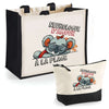 Cabas femme sac plage ou shopping tote bag pochette trousse Idée cadeau original pour anniversaire Noël travail départ retraite collègue famille fete des mères maman mamie