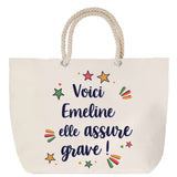 Sac Fête des Mères Mamie Famille Idée Cadeau anniversaire Noël Travail Boulot Métier Départ Retraite Collègue Femme cabas shopping plage