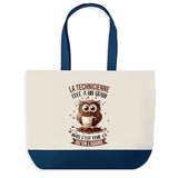 Sac de shopping bleu Technicienne Chouette Grain
