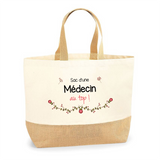Sac Jute Fête des Mères Fêtes des Pères Mamie Papi Famille Idée Cadeau anniversaire Noël Travail Boulot Métier Départ Retraite Collègue Femme Homme
