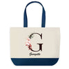 Sac de shopping bleu Georgette Lettre Fleur