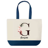 Sac de shopping bleu Georgette Lettre Fleur