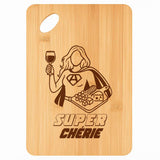 Planche bambou gravée personnalisée femme idée cadeau Fête des Mères apéro 30×20 prénom cuisine plateau fromage anniversaire noel maman mamie