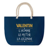 Sac de plage Bleu anse corde Valentin Mythe Légende -jaune
