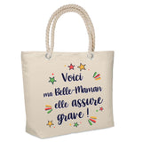 Sac Fête des Mères Mamie Famille Idée Cadeau anniversaire Noël Travail Boulot Métier Départ Retraite Collègue Femme cabas shopping plage