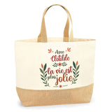 Sac Jute Fête des Mères Fêtes des Pères Mamie Papi Famille Idée Cadeau anniversaire Noël Travail Boulot Métier Départ Retraite Collègue Femme Homme