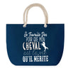 Sac de plage Bleu anse corde Cheval Travailler Dur