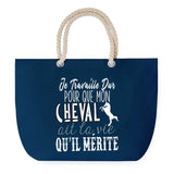 Sac de plage Bleu anse corde Cheval Travailler Dur