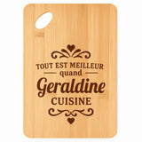 Planche bambou gravée personnalisée femme idée cadeau Fête des Mères apéro 30×20 prénom cuisine plateau fromage anniversaire noel maman mamie