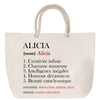 Sac Fête des Mères Mamie Famille Idée Cadeau anniversaire Noël Travail Boulot Métier Départ Retraite Collègue Femme cabas shopping plage