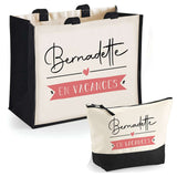 Cabas femme sac plage ou shopping tote bag pochette trousse Idée cadeau original pour anniversaire Noël travail départ retraite collègue famille fete des mères maman mamie