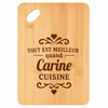 Planche bambou gravée personnalisée femme idée cadeau Fête des Mères apéro 30×20 prénom cuisine plateau fromage anniversaire noel maman mamie