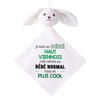 Doudou Bébé Lapin Humour Haut Viennois Gaze de Coton Cadeau Baby Shower