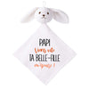 Doudou Bébé Lapin Humour Papi Belle Fille Gaze de Coton Cadeau Baby Shower